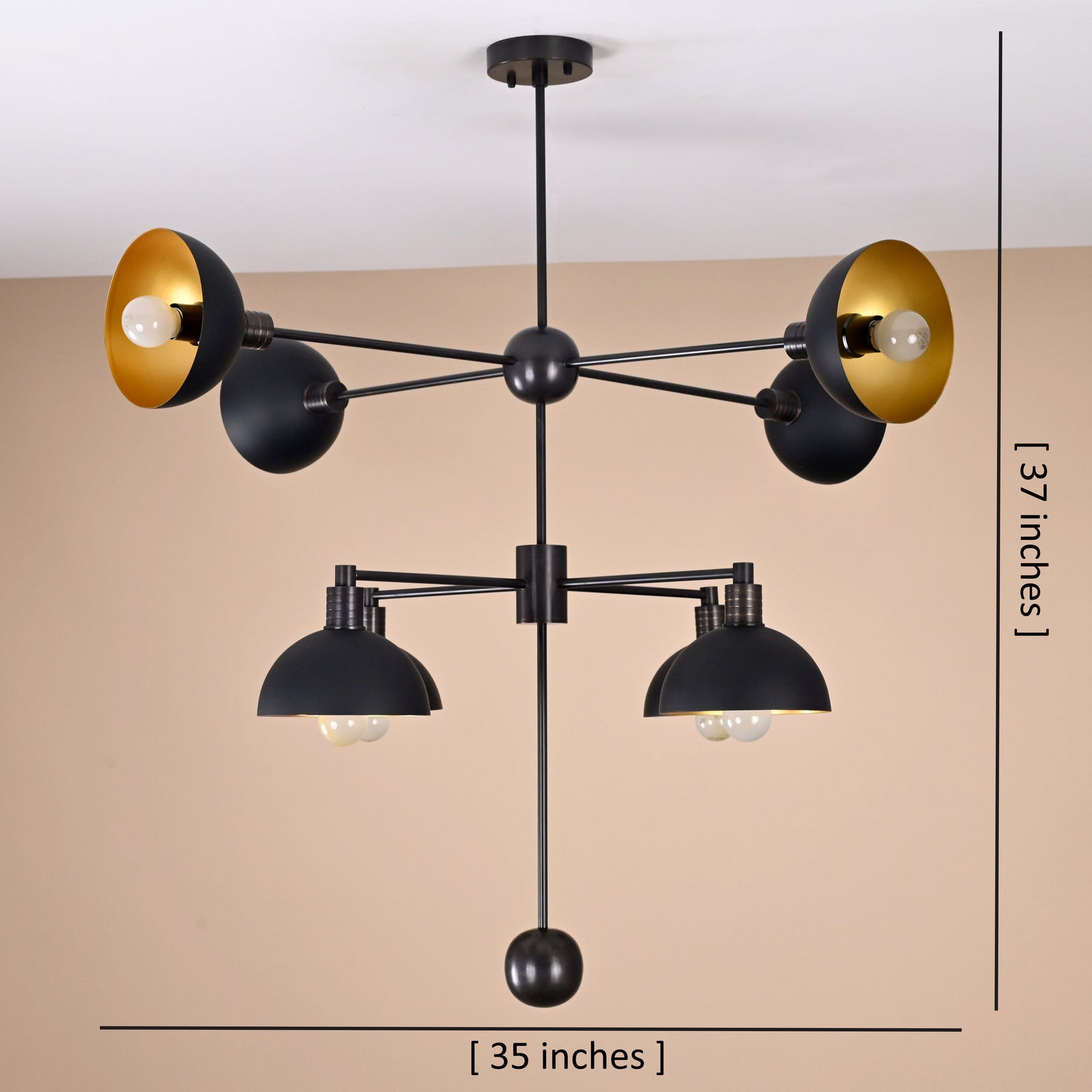 Size guide for Stockholm Heritage Mid-century Chandelier - 8 Lights - 32444