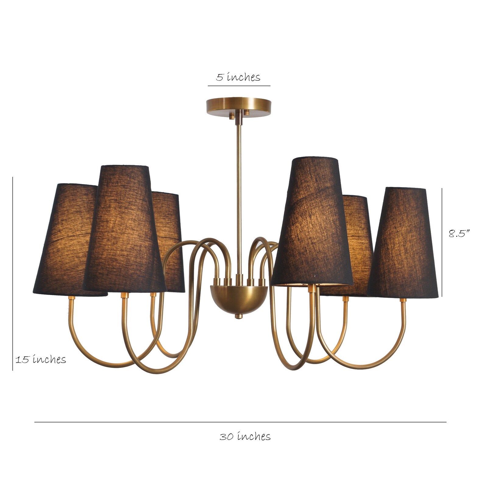 Size guide for Berlin Arc - Pendant Chandelier - 6 Lights - 62587