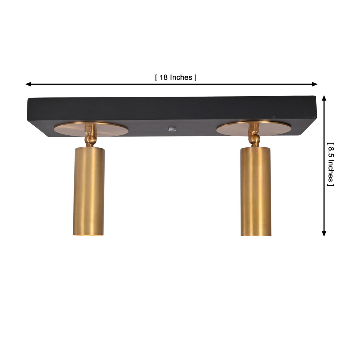 Size guide for Alden Modern Dual Cylinder Ceiling Spotlight – 2 Light – 18 Inch - Model 33232
