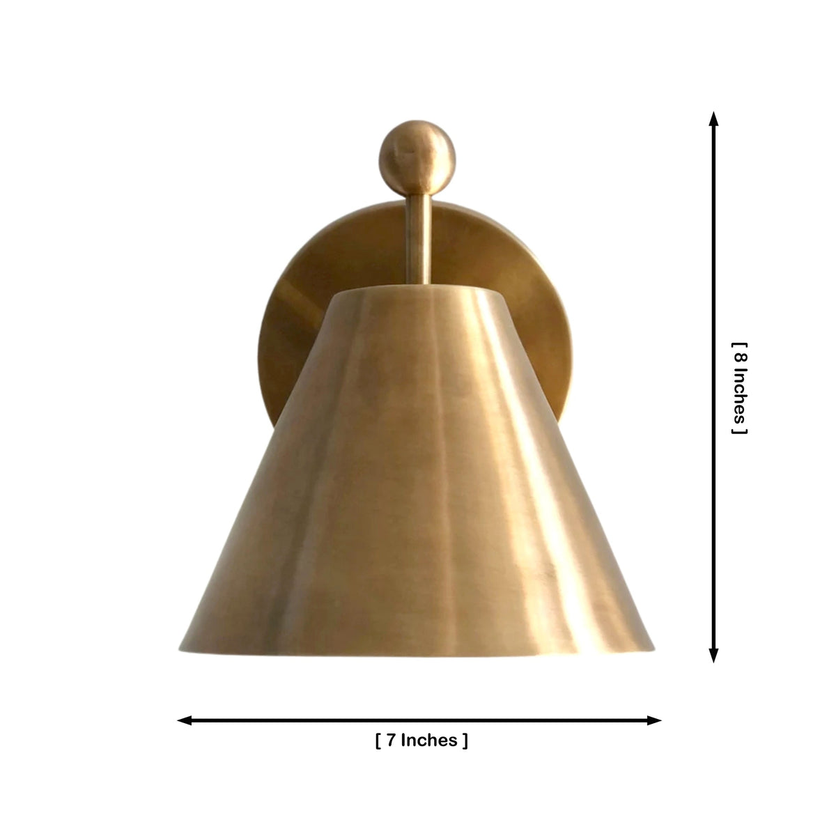 Size guide for Aurora Modern Satin Brass Tapered Wall Sconce – 1 Light – 8 Inch – Model 32685