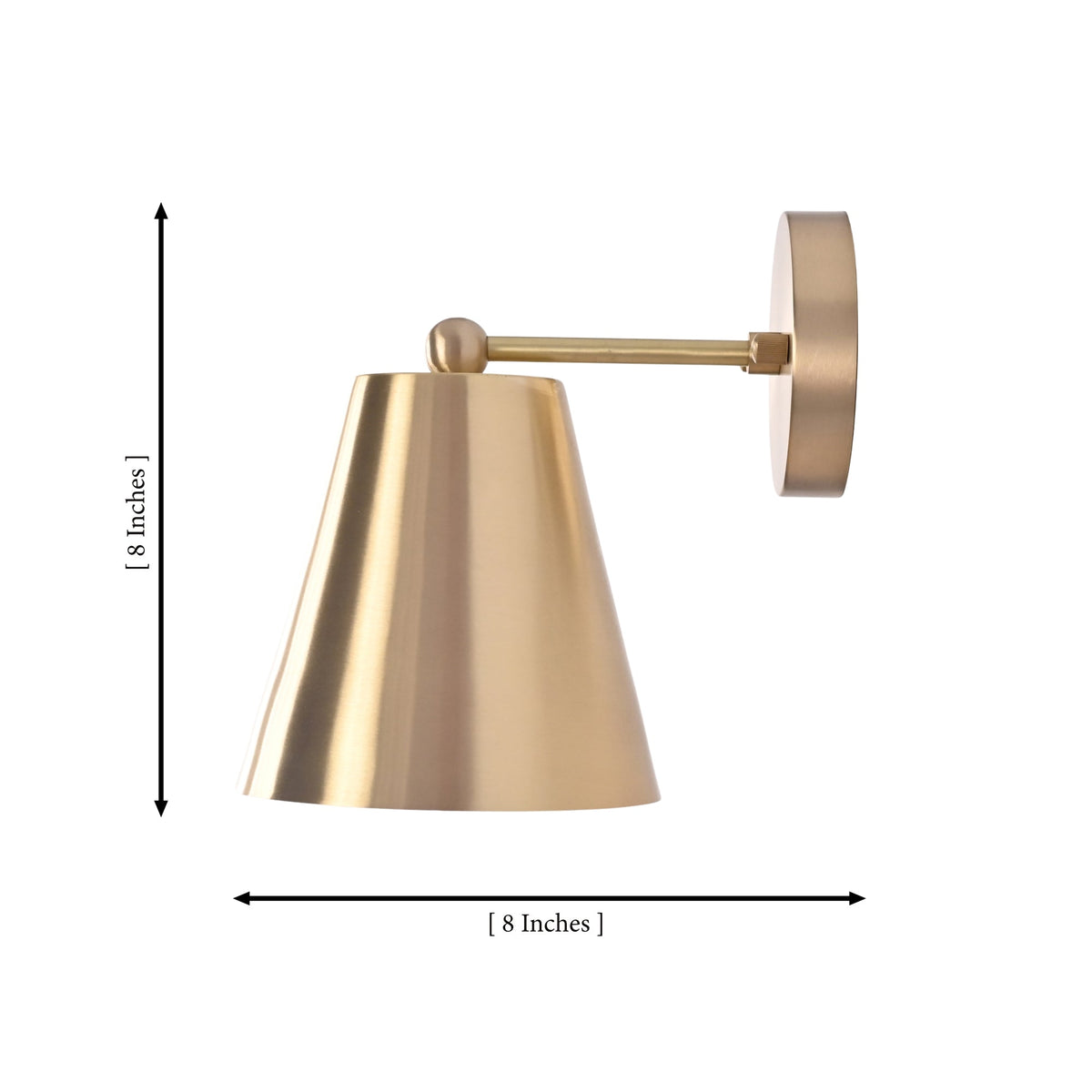 Size guide for Aurora Modern Satin Brass Tapered Wall Sconce – 1 Light – 8 Inch – Model 32683