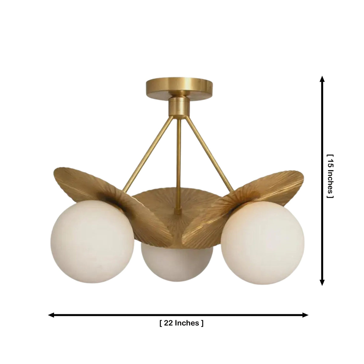 Size guide for Aurora Sculptural Petal Globe Semi-Flush Chandelier – 3 Light – 22 Inch – Model 33174