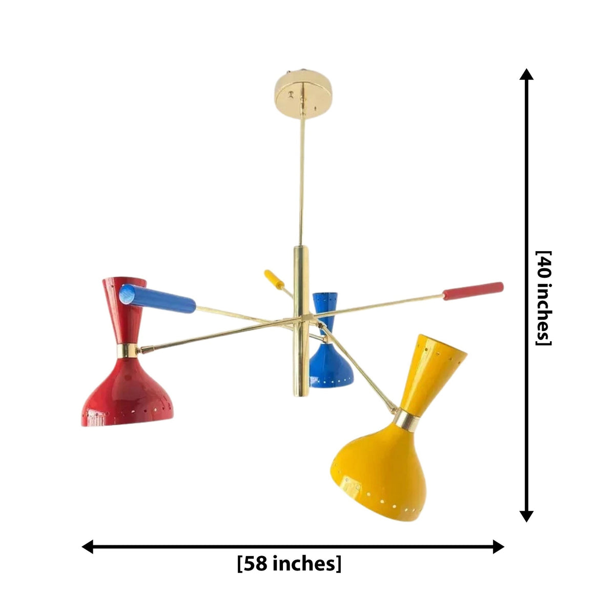 Size guide for Bangkok Multicolor Sculptural Chandelier – 6 Light – 58 Inch – Model 62167
