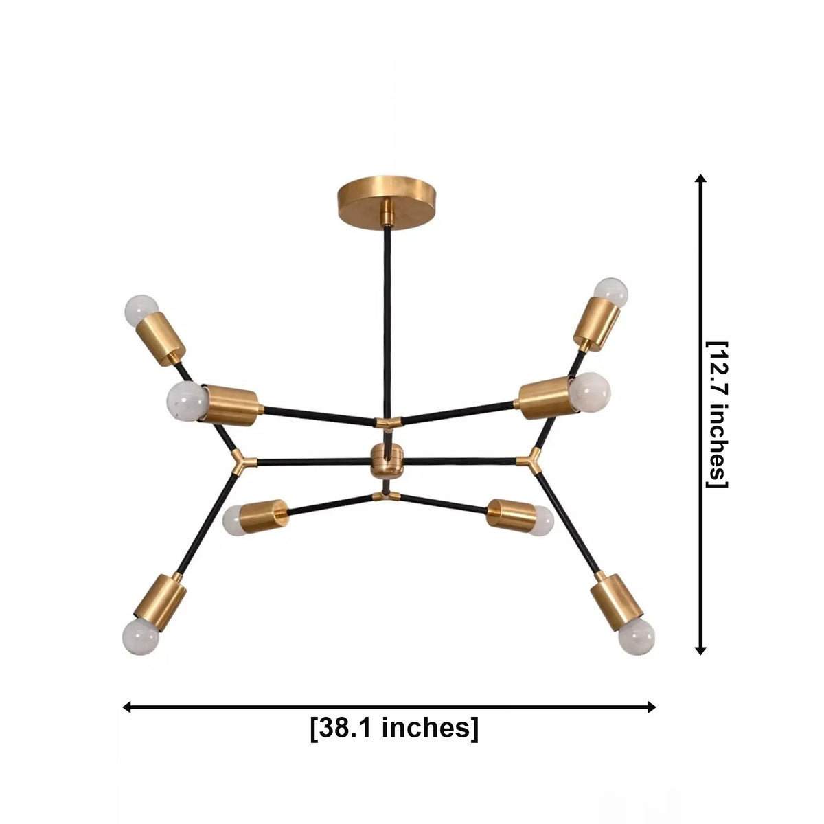 Size guide for Berlin Linear Arm Chandelier – 8 Light – 38 Inch – Model 62096