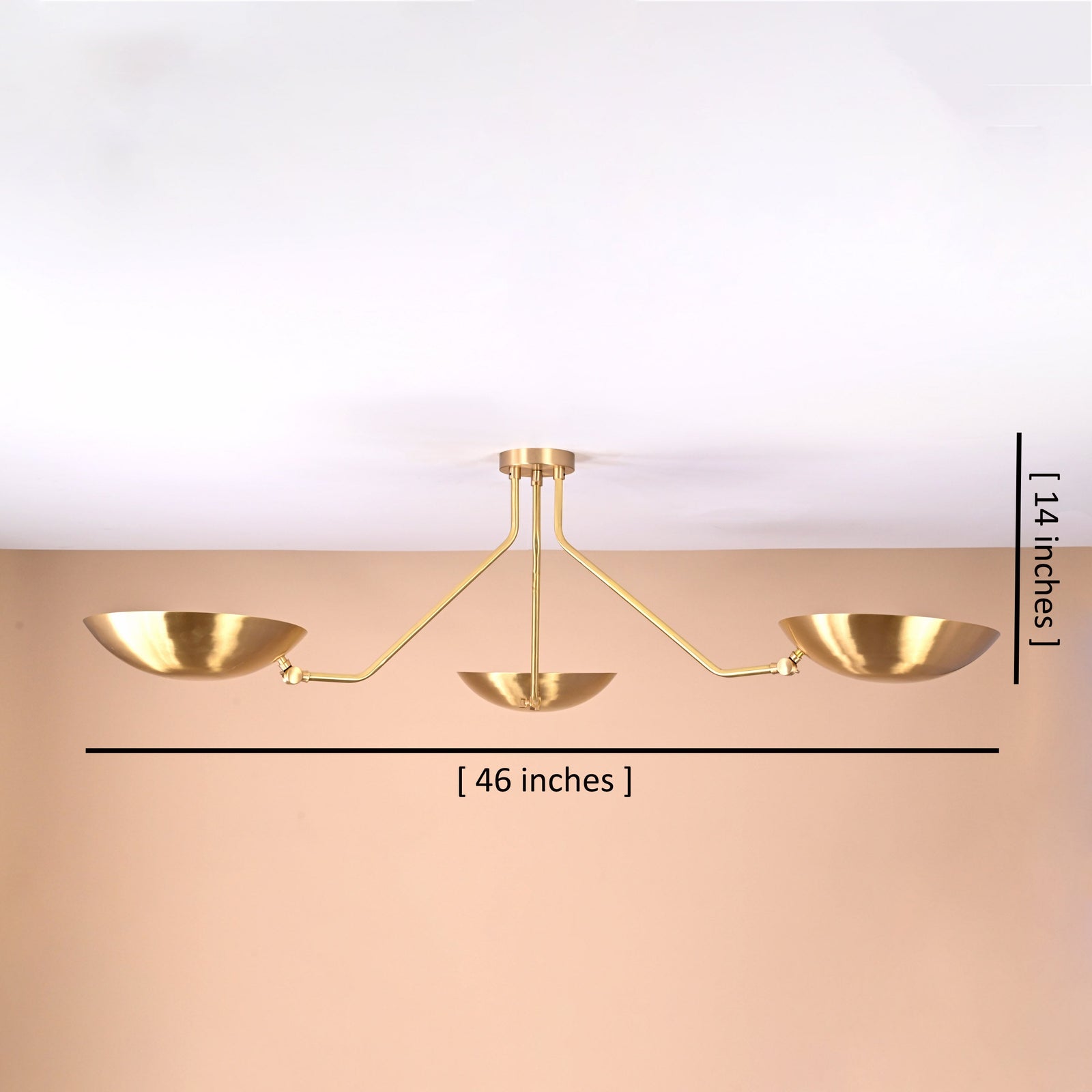 Size guide for Zurich Discus - Flush Mount Uplifting Mid-century Chandelier - 3 Lights - 32431