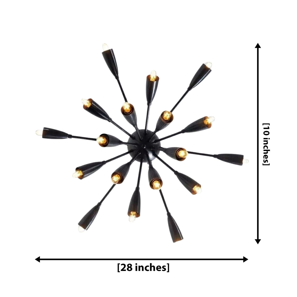 Size guide for Brooklyn Starburst Cone Chandelier – 18 Light – 28 Inch – Model 62182
