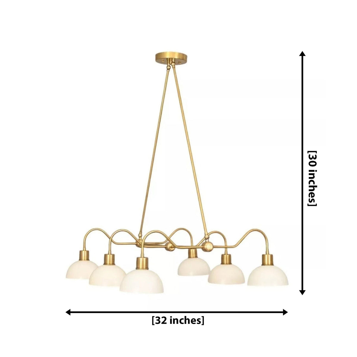 Size guide for Casablanca Curved Arm Dome Chandelier – 6 Light – 32 Inch – Model 62159