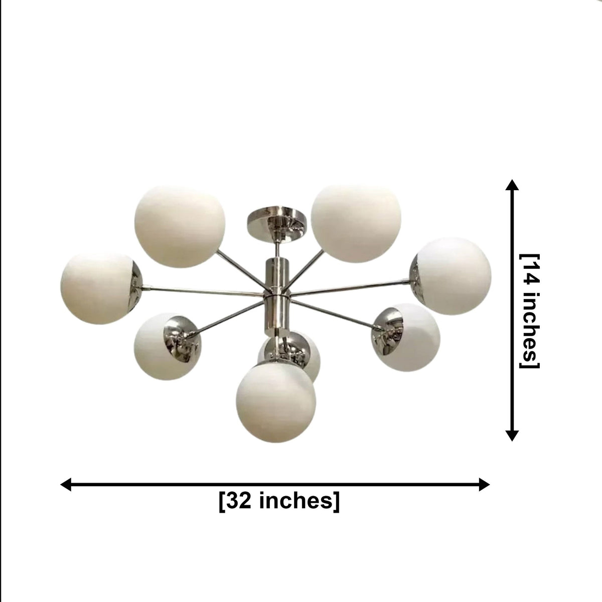 Size guide for Como Opal Globe Sputnik Chandelier – 8 Light – 32 Inch – Model 62139
