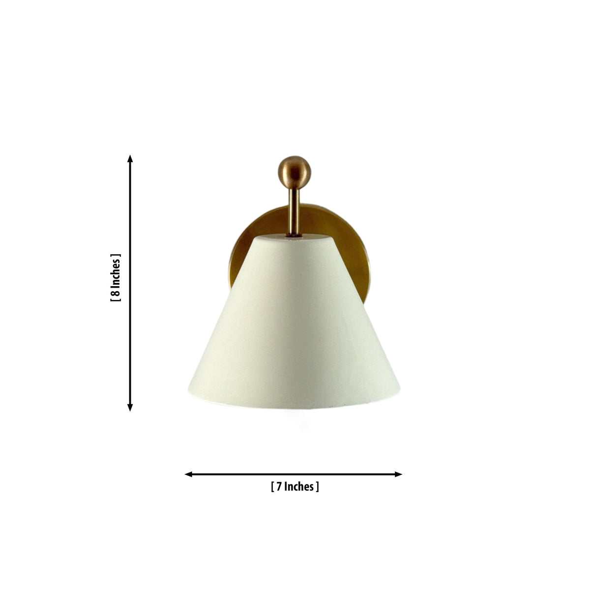 Size guide for Ivory Modern Brass Tapered Wall Sconce – 1 Light – 8 Inch – Model 32702