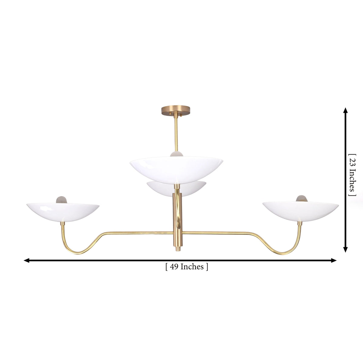 Size guide for Florence Curved Arm Chandelier - 4 Lights - 49 Inch - Model 32358
