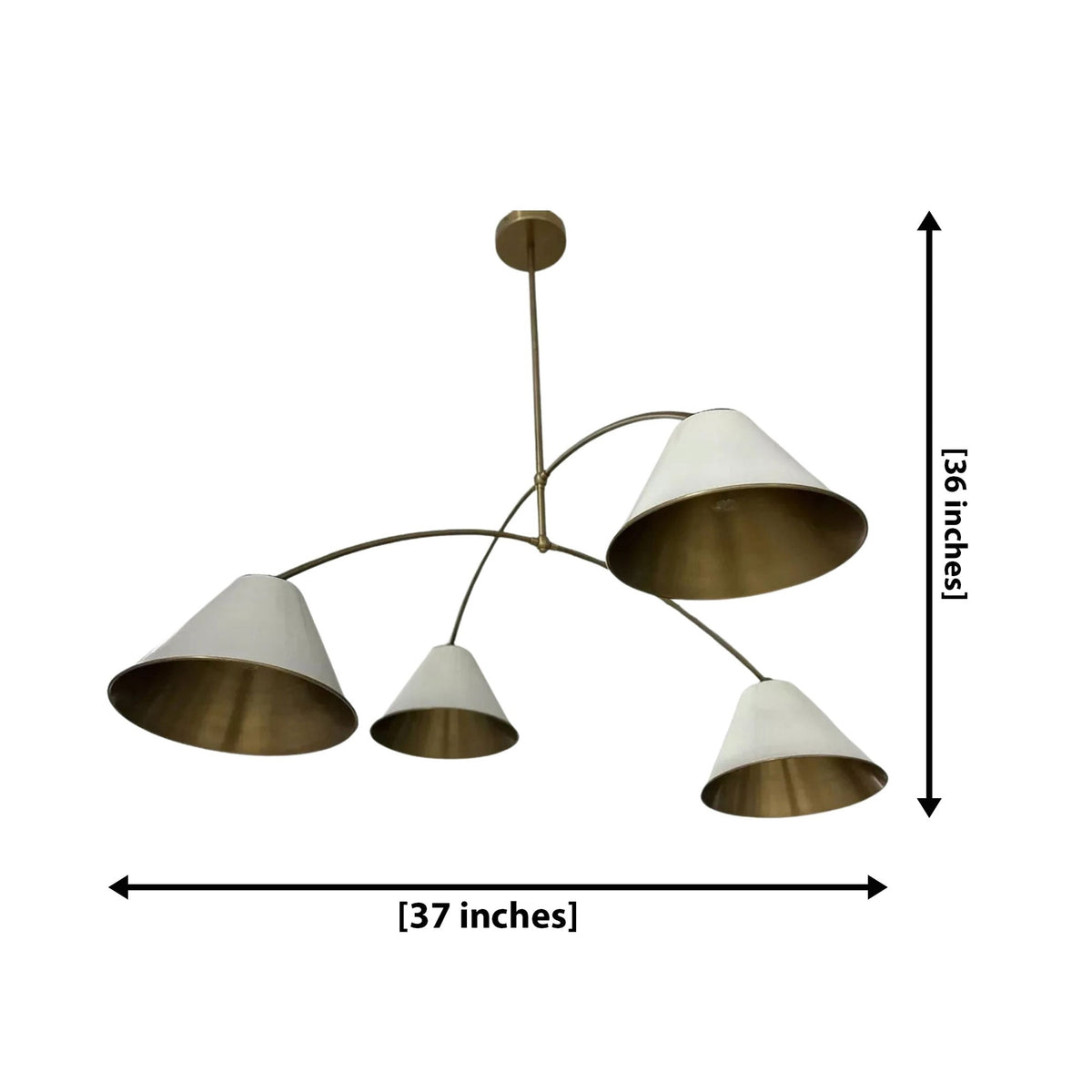 Size guide for Genoa Sculptural Multi-Arm Chandelier – 4 Light – 37 Inch - Model 62149