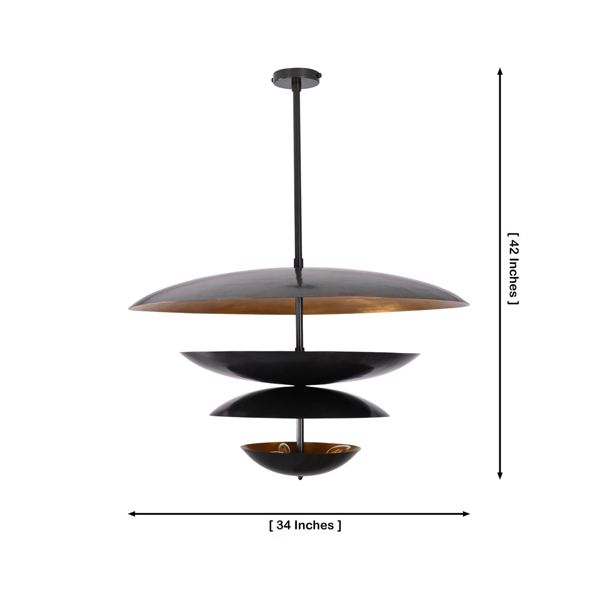 Size guide for Hudson Modern Layered Disc Chandelier – 8 Lights – 34 Inch – Model 33157