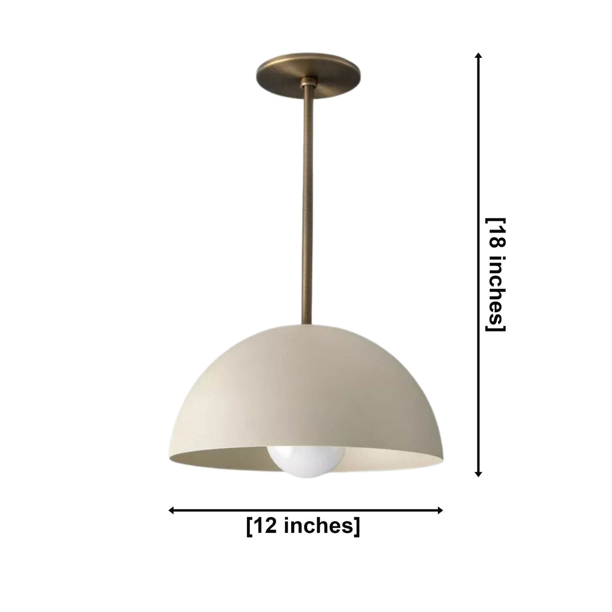 Size guide for Lucerne Dome Pendant Chandelier – 1 Light – 12 Inch – Model 62102