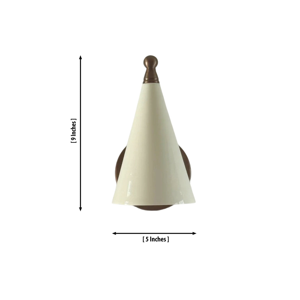 Size guide for Luna Modern White Cone Wall Sconce – 1 Light – 9 Inch – Model 32700