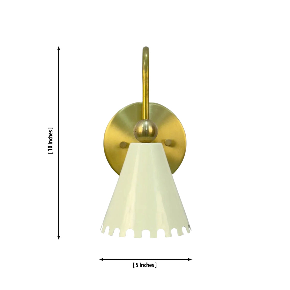 Size guide for Luna Scalloped Cone Wall Sconce – 1 Light – 10 Inch – Model 32706