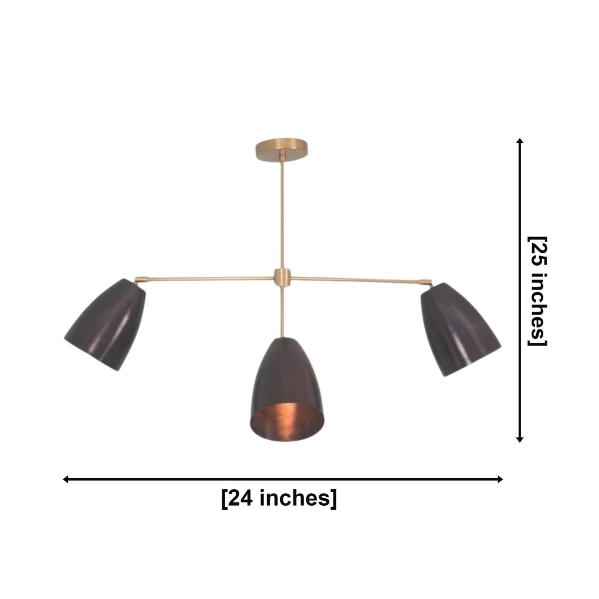 Size guide for Mallorca Linear Cone Chandelier – 4 Light – 24 Inch – Model 62077