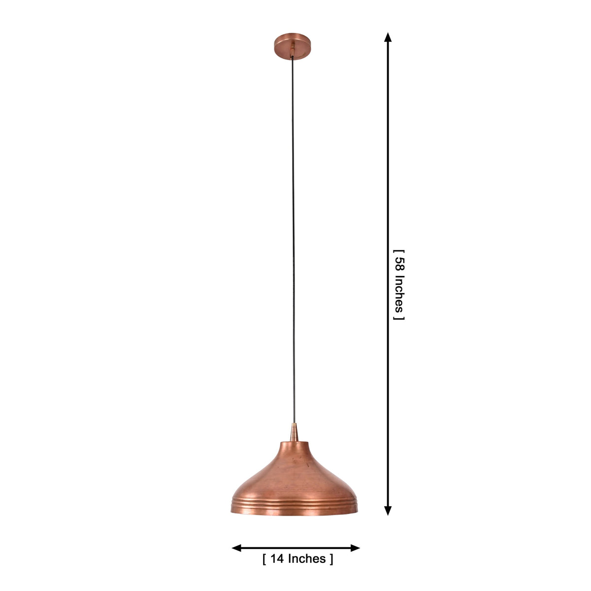 Size guide for Marlow Copper Dome Pendant Light – 1 Light – 14 Inch – Model 33225