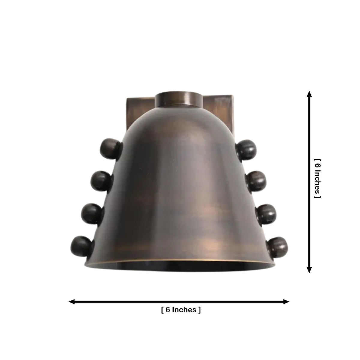 Size guide for Marlow Riveted Dome Wall Sconce – 1 Light – 6 Inch – Model 32733