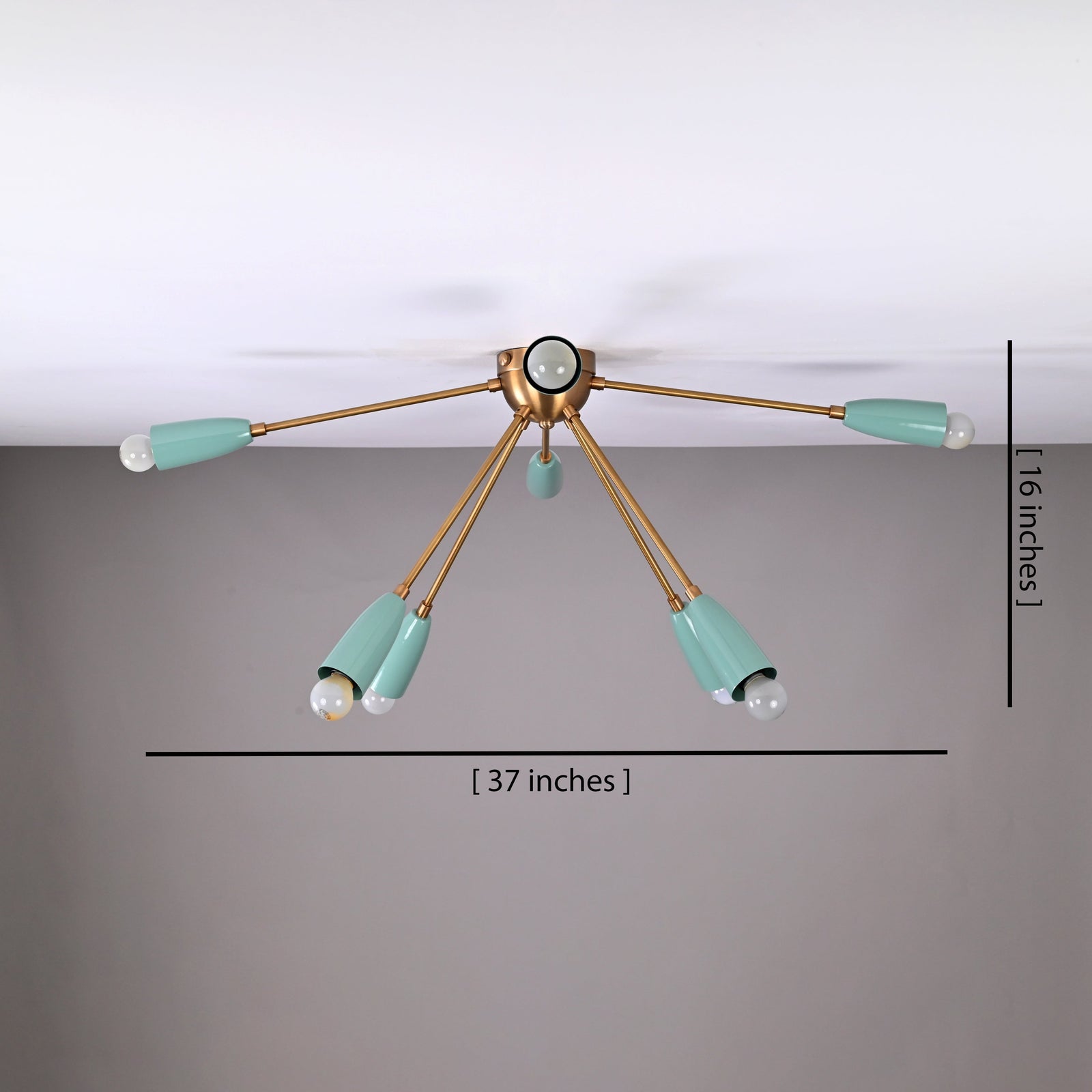 Size guide for Monaco Nova - Flush Mount Brass Chandelier - 8 Lights - 32477