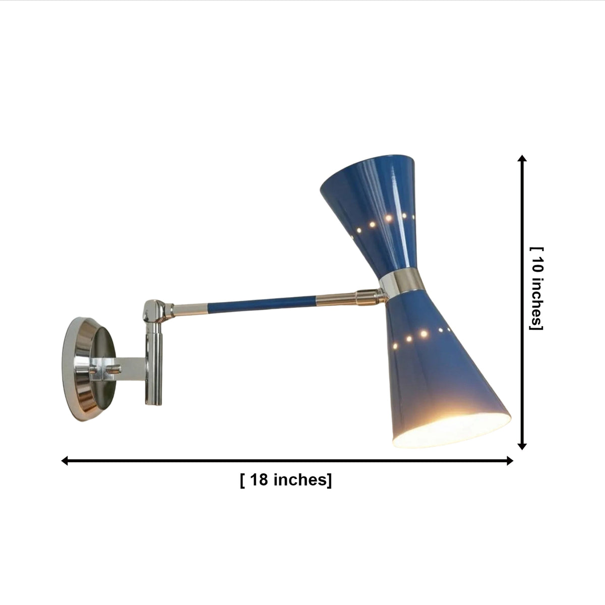 Size guide for Milan Adjustable Double Cone Wall Sconce – 2 Light – 10 Inch – Model 32820