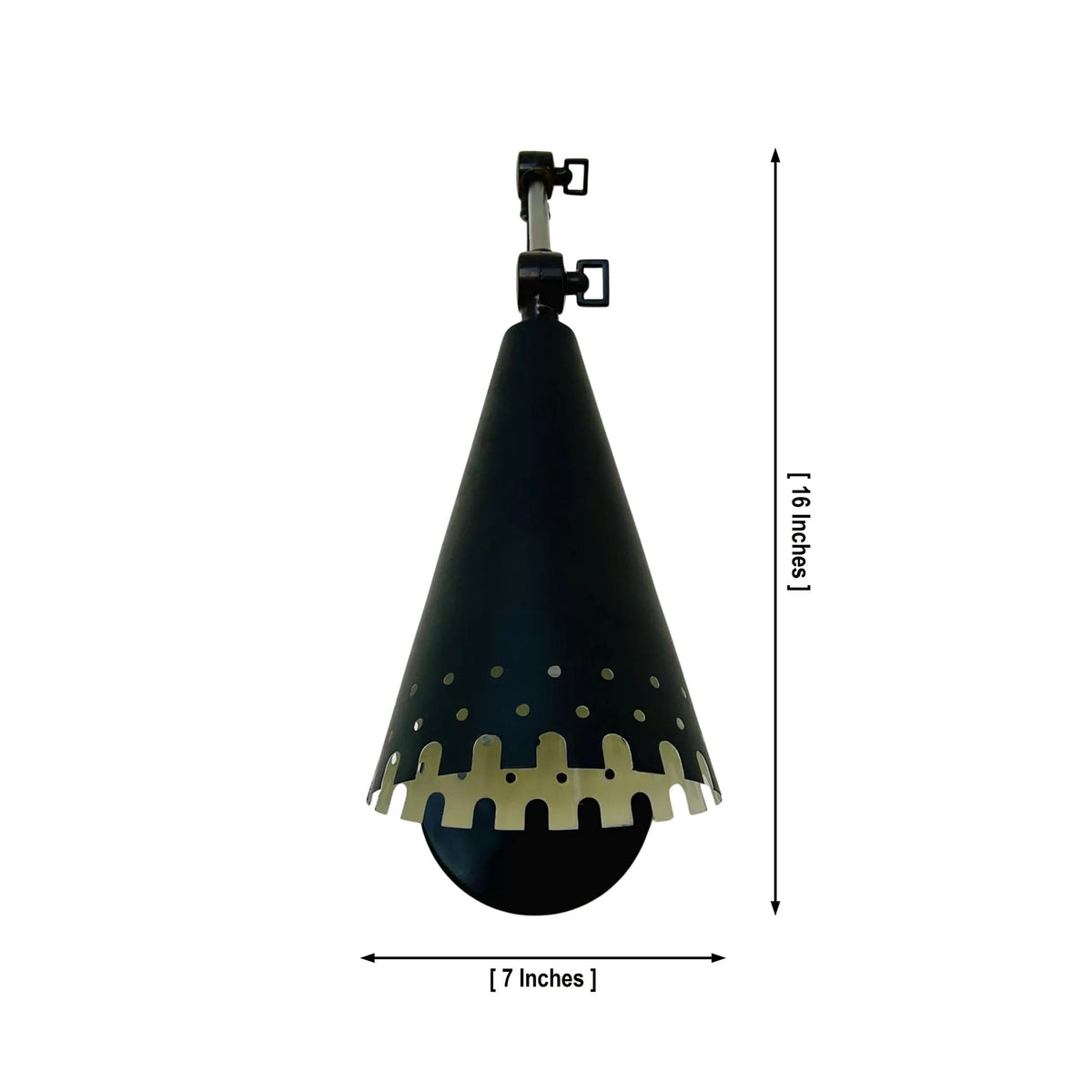 Size guide for Milan Adjustable Swing Arm Wall Sconce – Cone Shade – 16 Inch – Model 32784