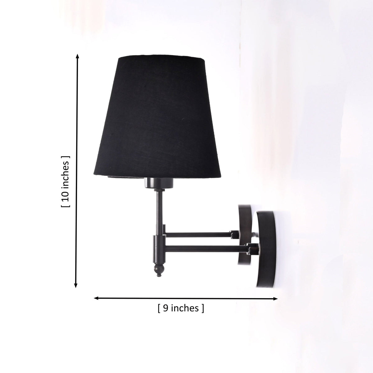Size guide for Milan Black Shade Black Short Wall Sconce – 1 Light – 10 Inch – Model 32667