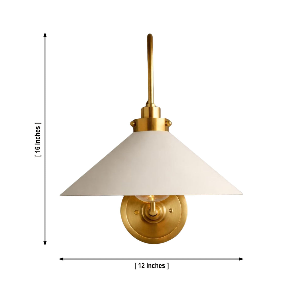 Size guide for Milan Curved Arm Cone Wall Sconce – 1 Light – 16 Inch – Model 32779