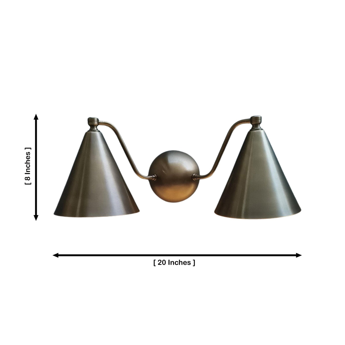 Size guide for Milan Double Cone Wall Sconce – 2 Light – 20 Inch – Model 32755