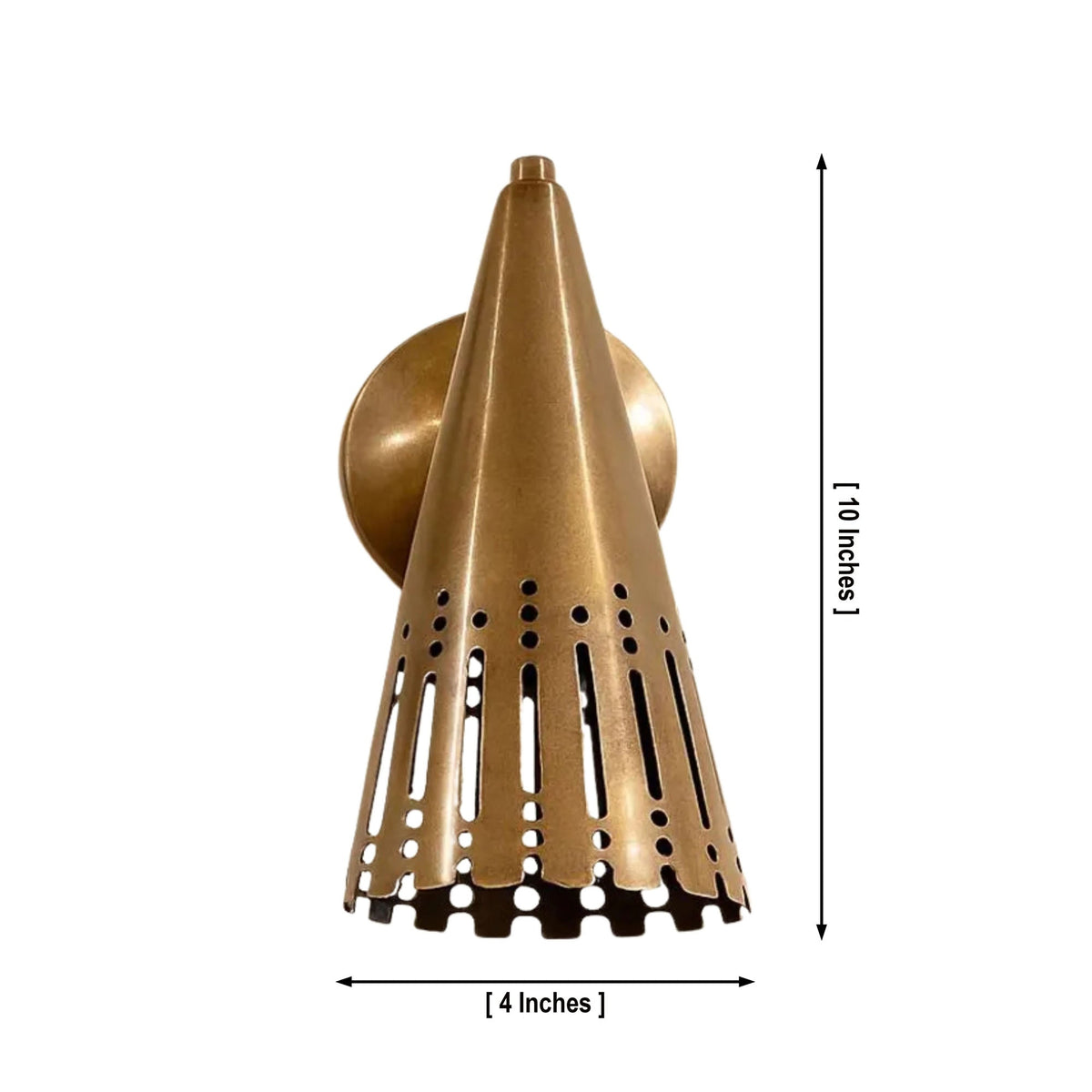 Size guide for Milan Perforated Cone Wall Sconce – Decorative Shade – 10 Inch – Model 32782
