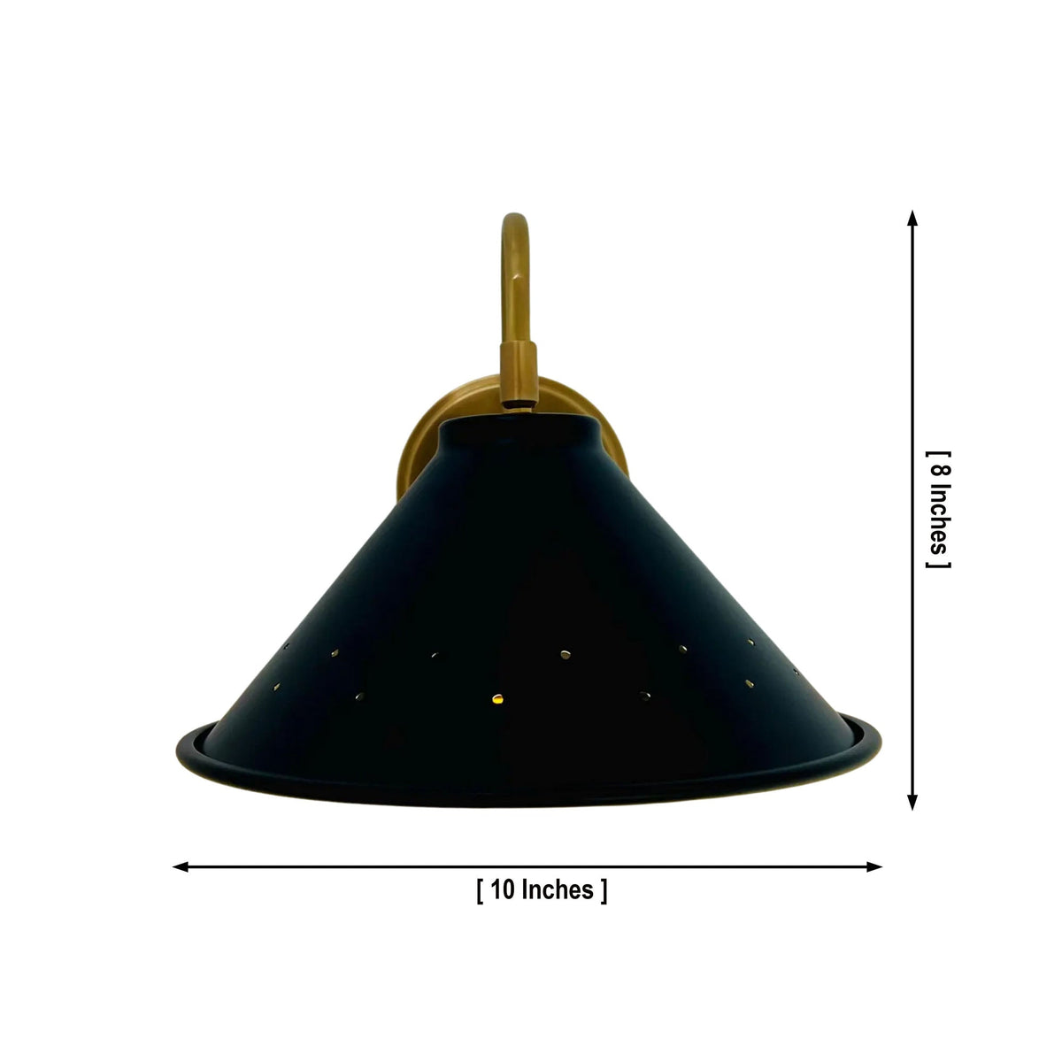 Size guide for Milan Perforated Cone Wall Sconce – 1 Light – 10 Inch – Model 32786