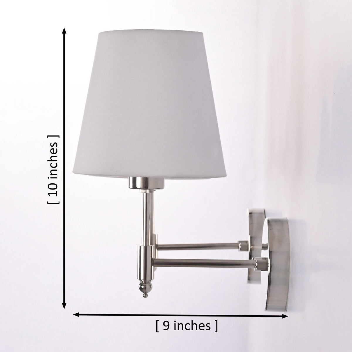 Size guide for Milan White Shade Polished Chrome Short Wall Sconce – 1 Light – 10 Inch – Model 32676