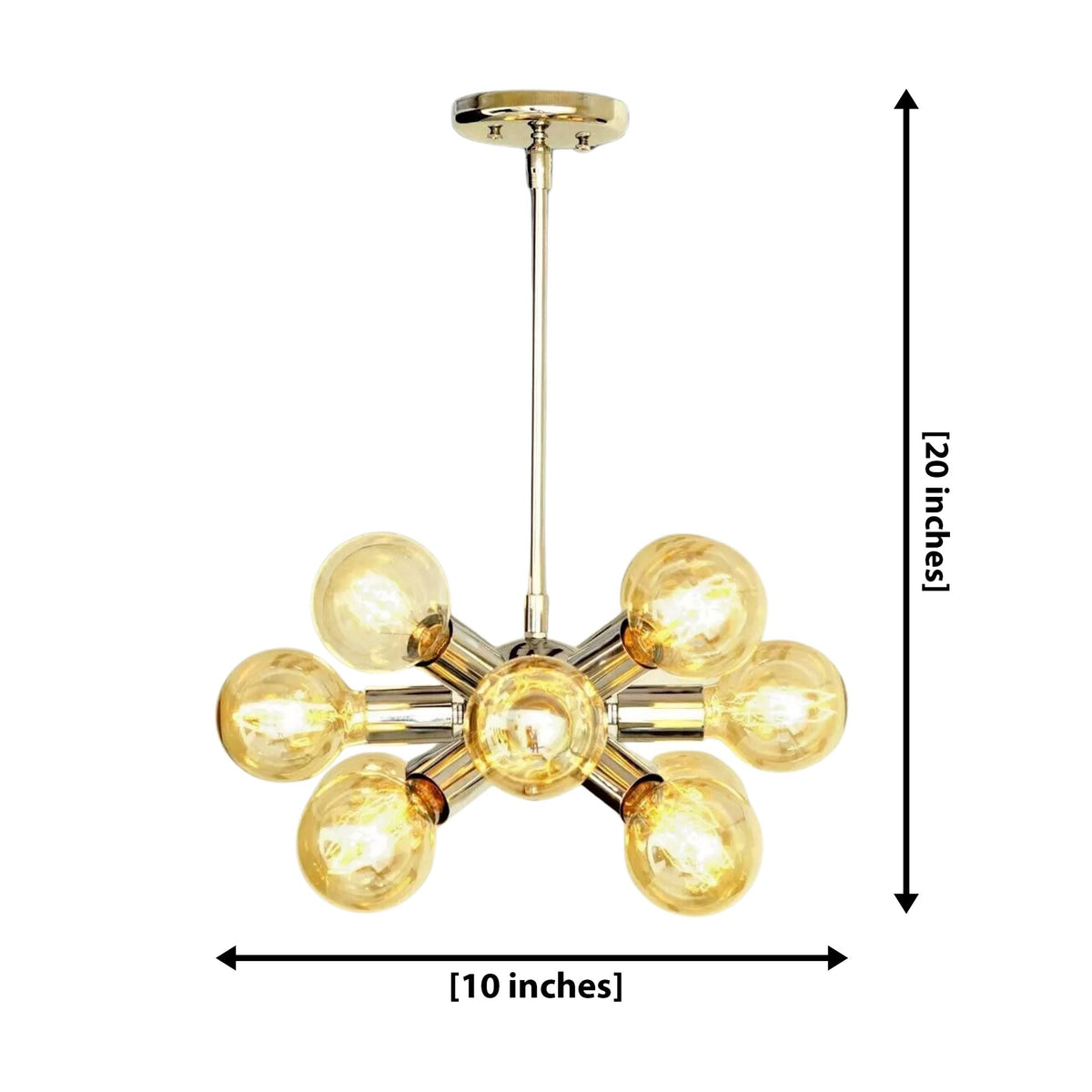 Size guide for Monaco Starburst Chandelier – 12 Light – 10 Inch – Model 62216