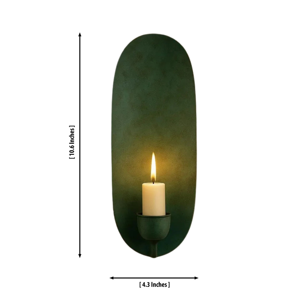 Size guide for Monroe Modern Oval Backplate Candle Wall Sconce – 1 Light – 10.6 Inch – Model 32723