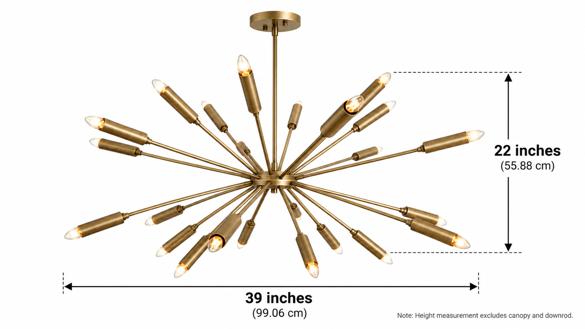 Size guide for Nantes 24-Light Sputnik Chandelier – 39 Inch – Model 62130