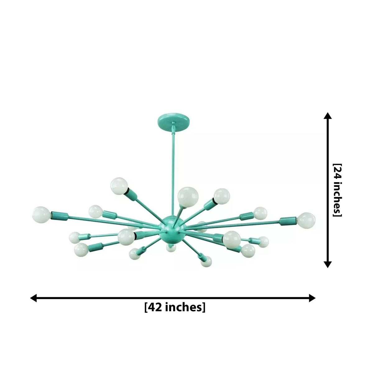 Size guide for Newport Aqua Sputnik Chandelier – 18 Light – 42 Inch – Model 62186