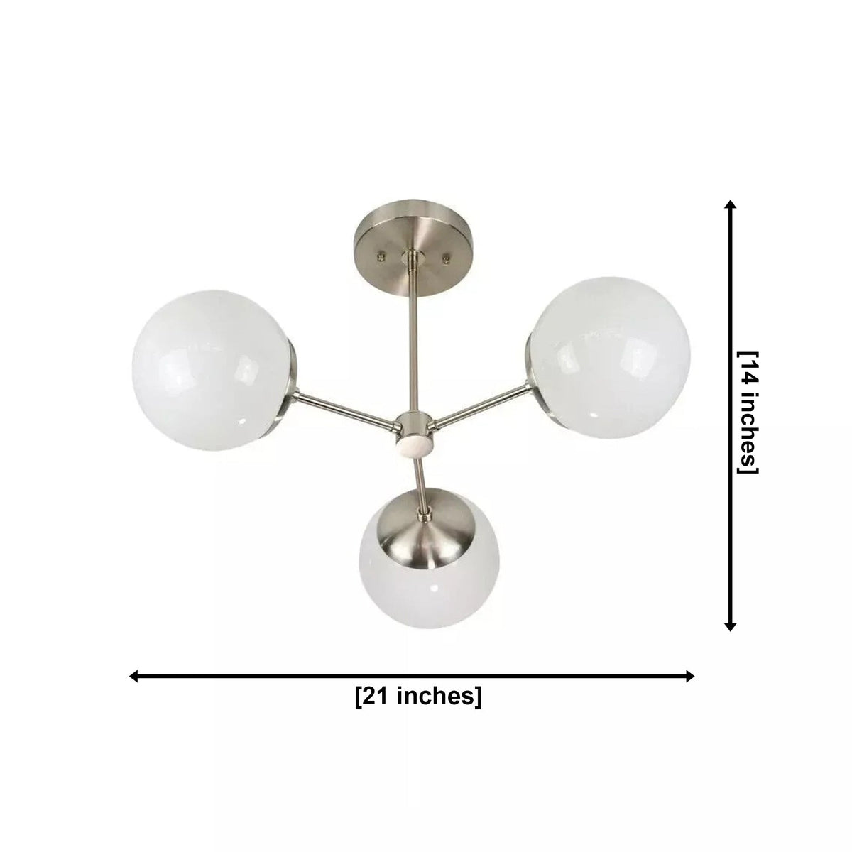 Size guide for Notting Hill Opal Globe Chandelier – 3 Light – 21 Inch - Model 62120