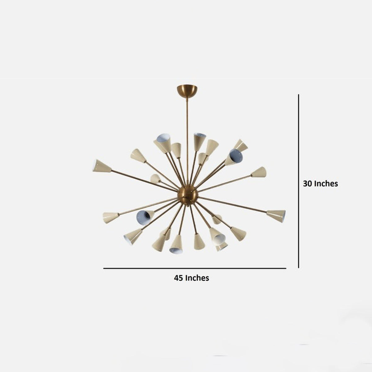 Size guide for Orion Mid-Century Sputnik Chandelier – 24 Light – 45 Inch – Model 62078