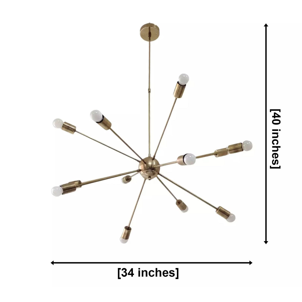 Size guide for Orion Mid-Century Sputnik Chandelier – 12 Light – 40 Inch – Model 62021