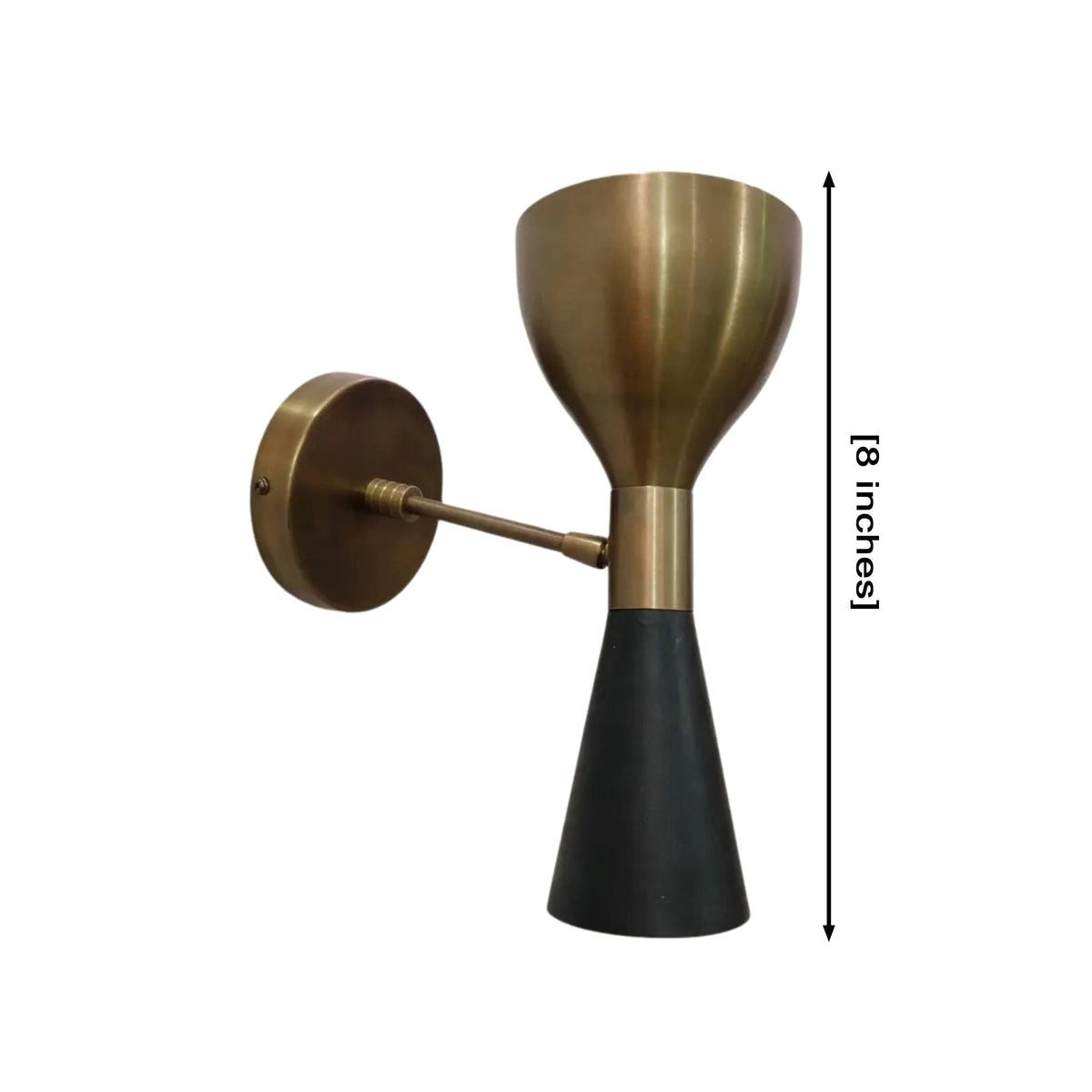 Size guide for Orion Modern Dual Cone Wall Sconce – Adjustable Up & Down Light – 8 Inch – Model 32838