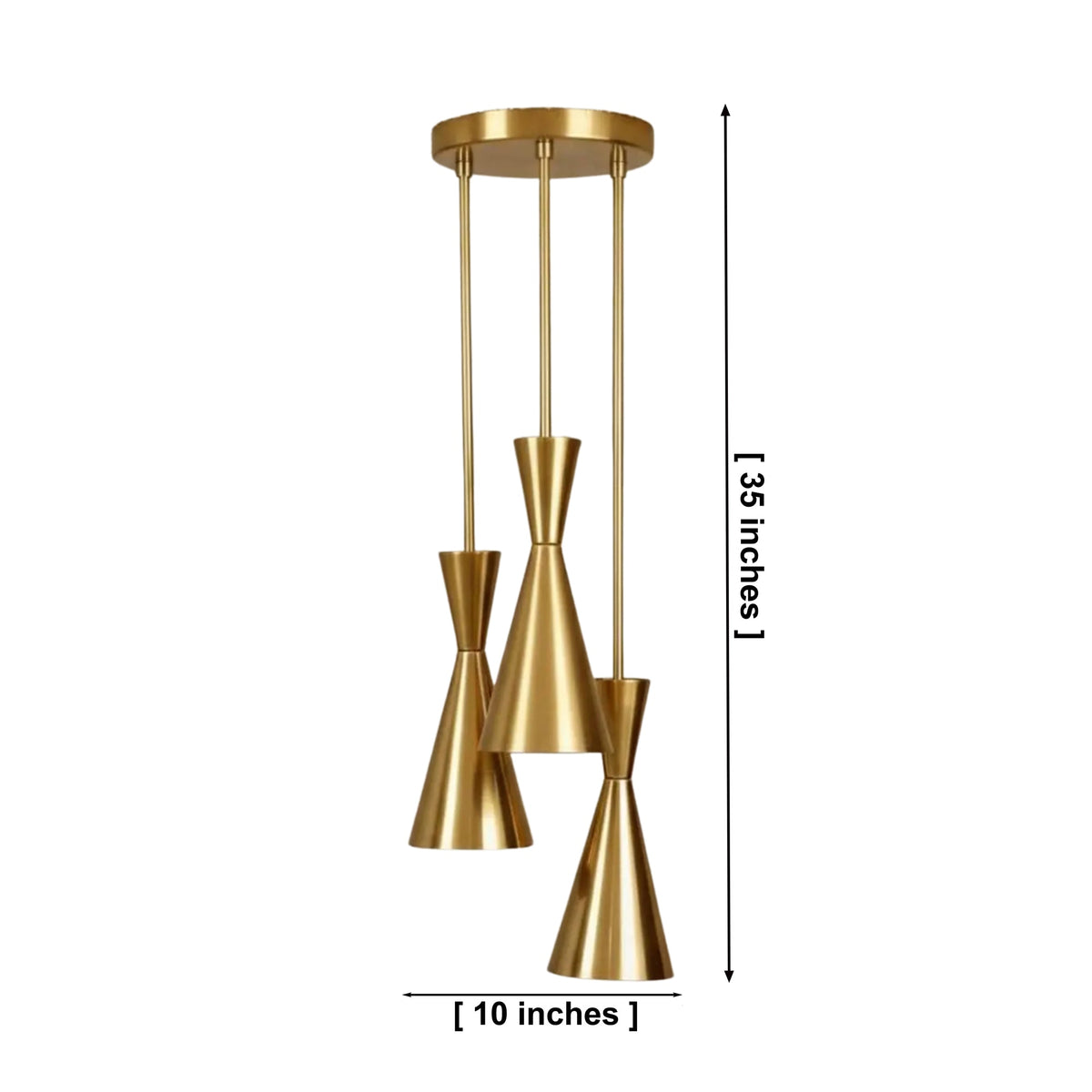 Size guide for Orion Triple Hourglass Pendant Chandelier – 3 Light – 35 Inch – Model 33201