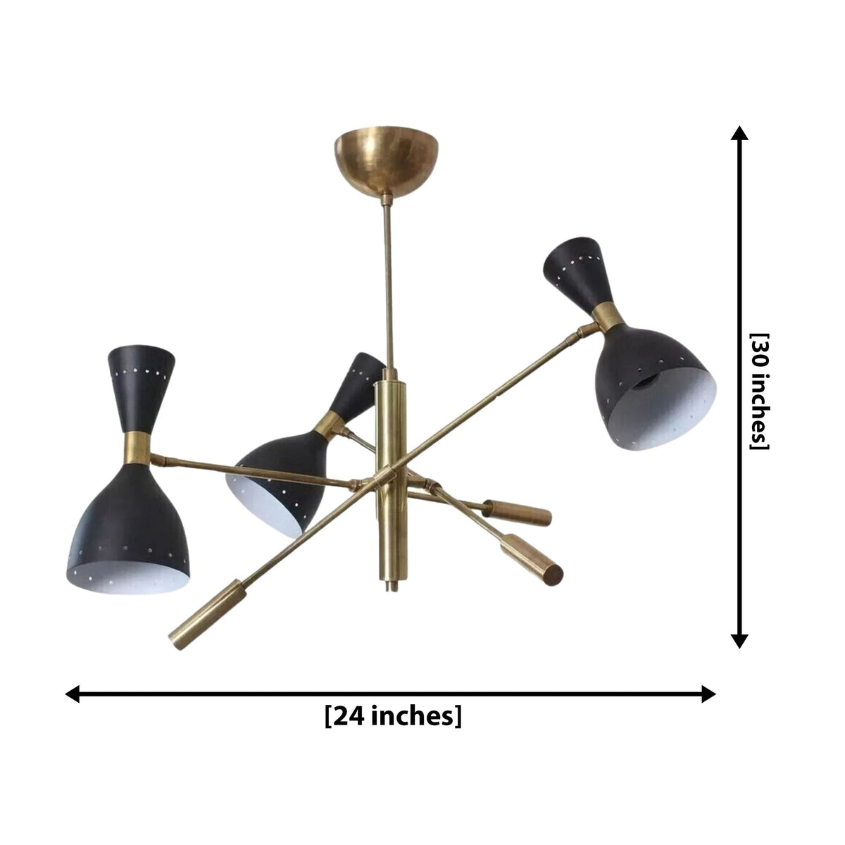 Size guide for Queenstown Pivot Cone Chandelier – 6 Light - 24 Inch– Model 62176