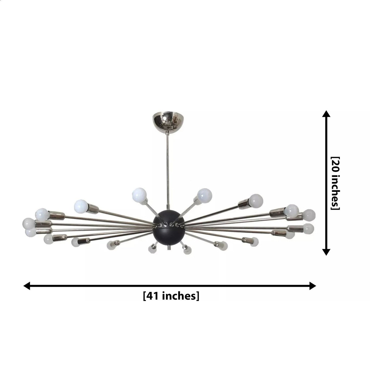 Size guide for Rome Starburst Sputnik Chandelier – 18 Light – 41 Inch – Model 62206
