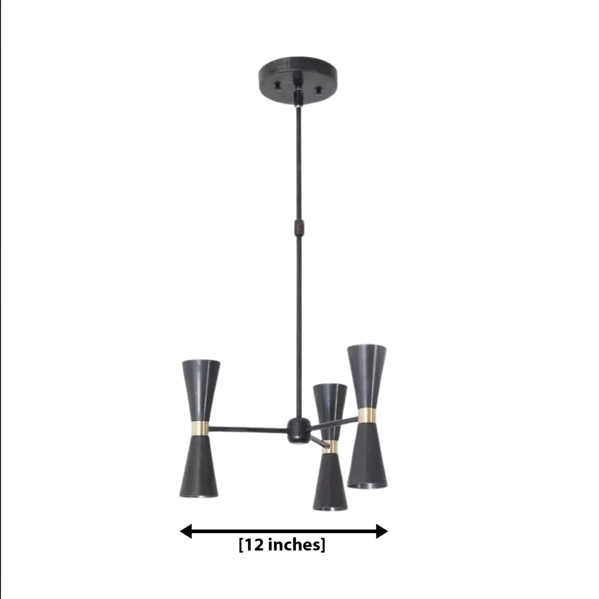 Size guide for Singapore Black Double Cone Chandelier – 6 Light – 12 Inch – Model 62166