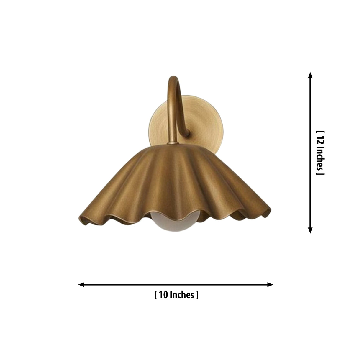 Size guide for Sorrento Modern Brass Pleated Dome Wall Sconce – 1 Light – 12 Inch – Model 32714