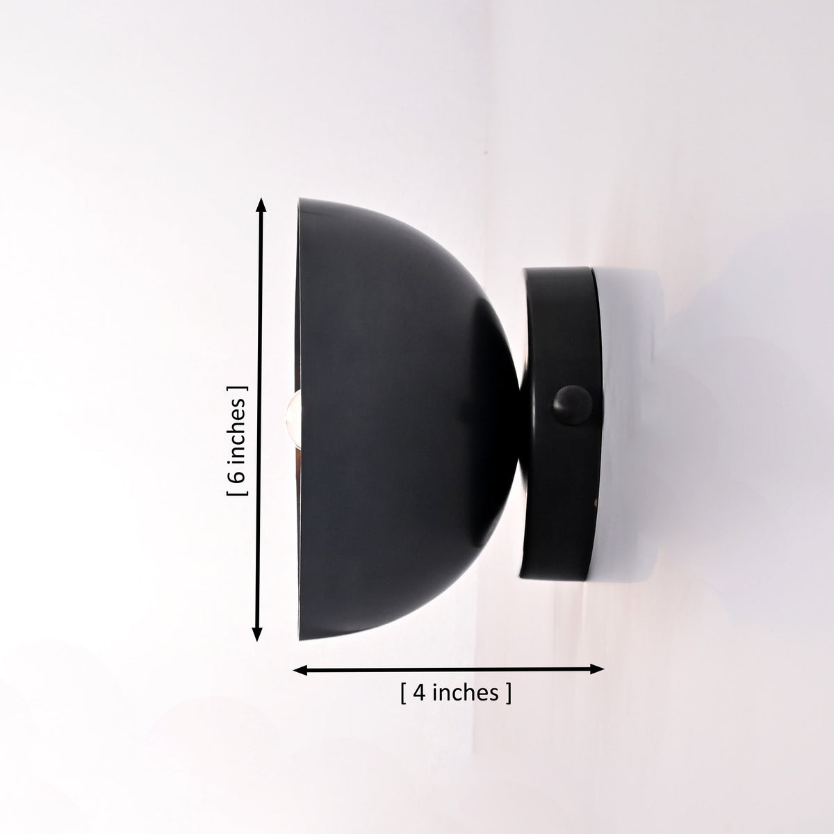 Size guide for Sutton Modern Dome Wall Sconce – Exposed Bulb – 6 Inch – Model 32640