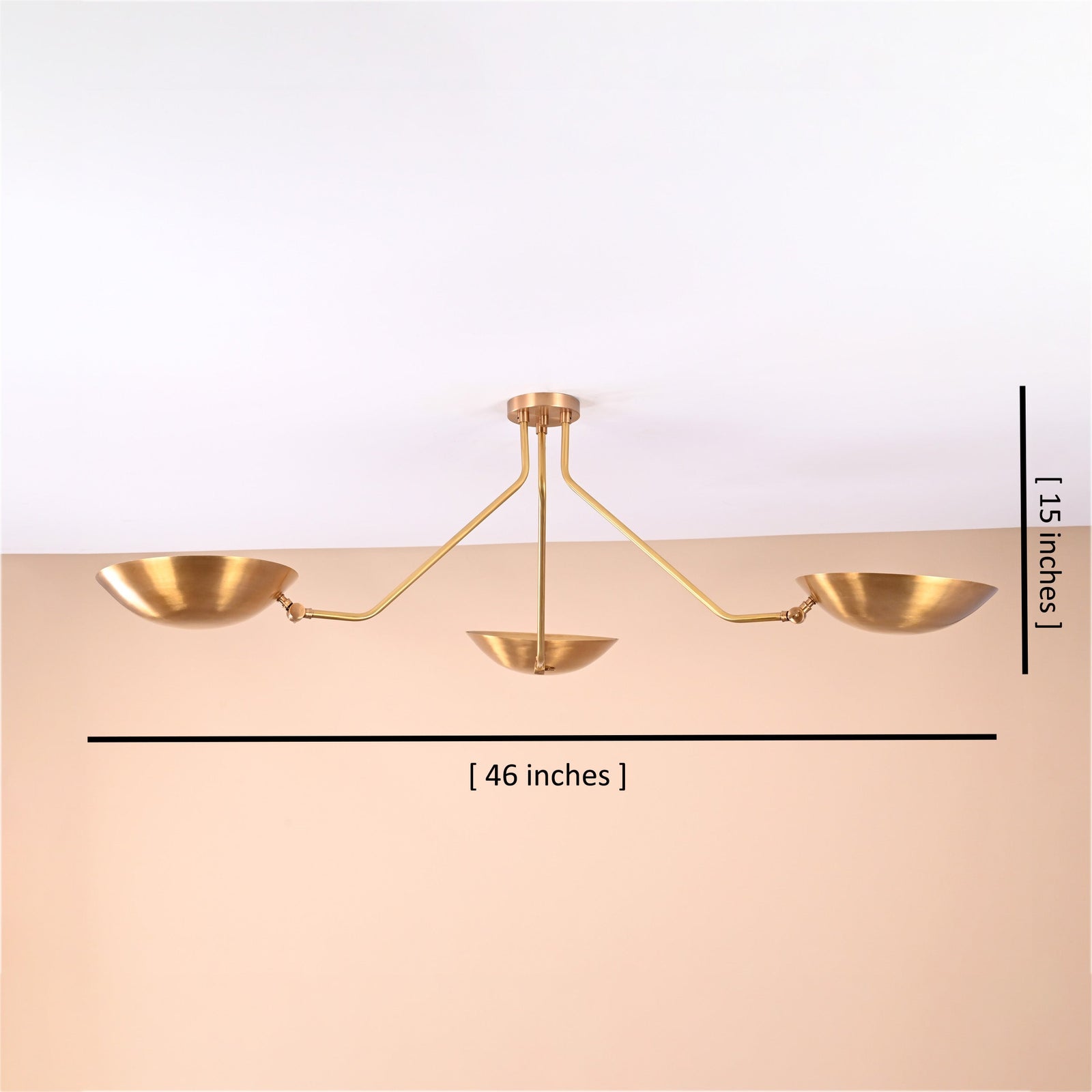 Size guide for Havana Discus - Flush Mount Uplifting Pendant Chandelier - 3 Lights - 32425