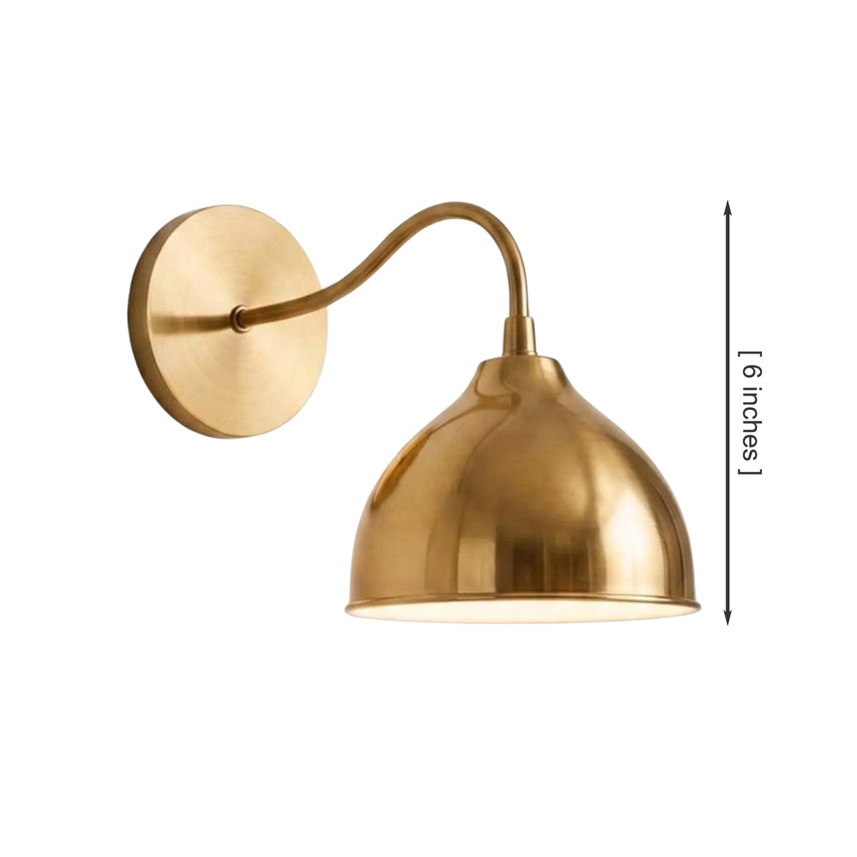 Size guide for Verona Curved Arm Dome Wall Sconce – 1 Light – 6 Inch – Model 32836
