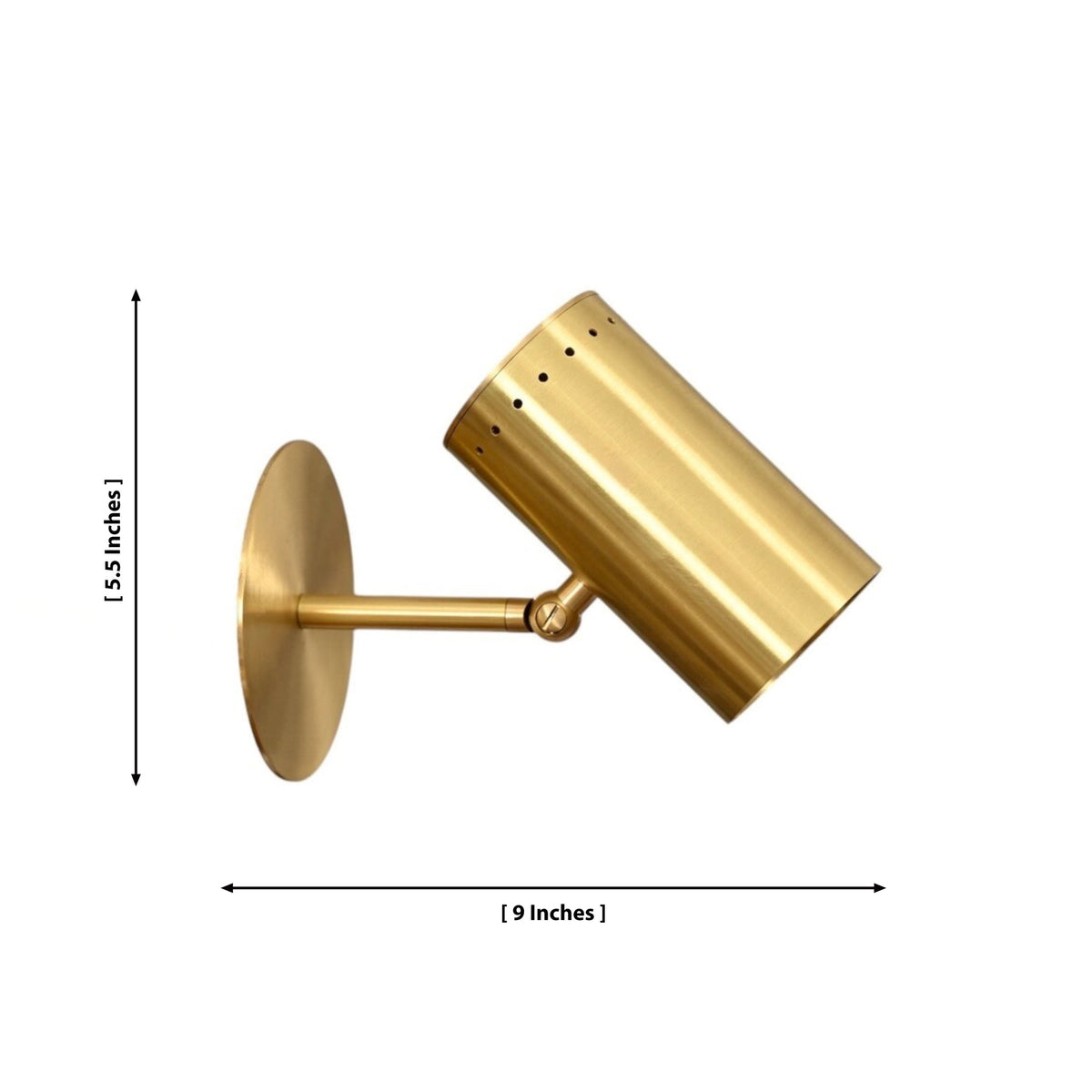 Size guide for Verona Adjustable Cylinder Wall Sconce – 1 Light – 9 Inch – Model 32726