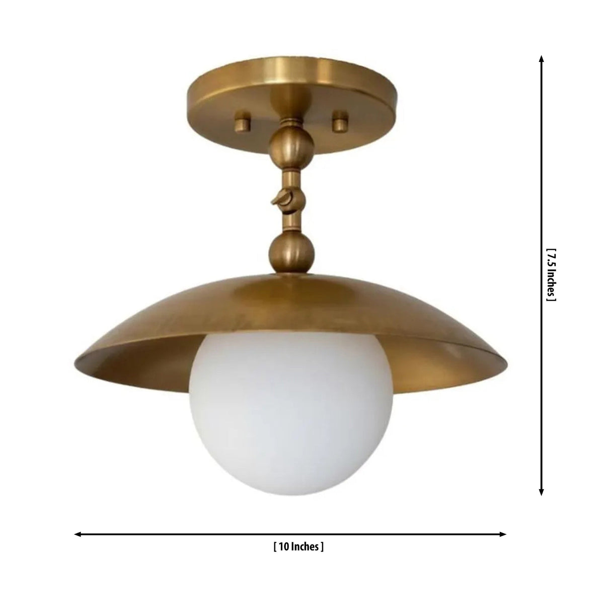 Size guide for Verona Adjustable Dome Globe Flush Mount – 1 Light – 10 Inch – Model 33162