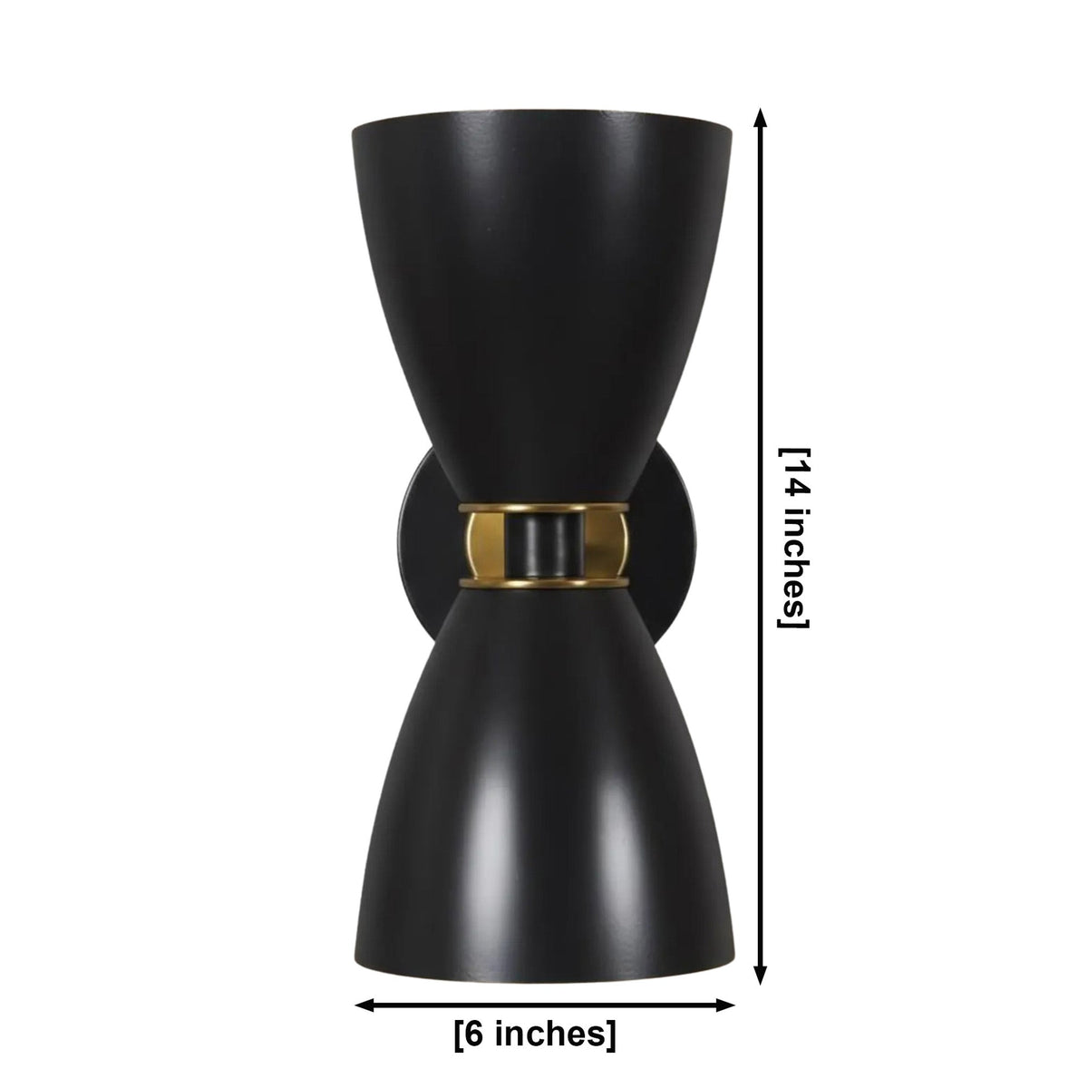 Size guide for Verona Double Cone Wall Sconce – 2 Light – 14 Inch – Model 32819